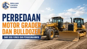 Perbedaan motor grader dan bulldozer dari segi fungsi dan penggunaannya pada proyek konstruksi.