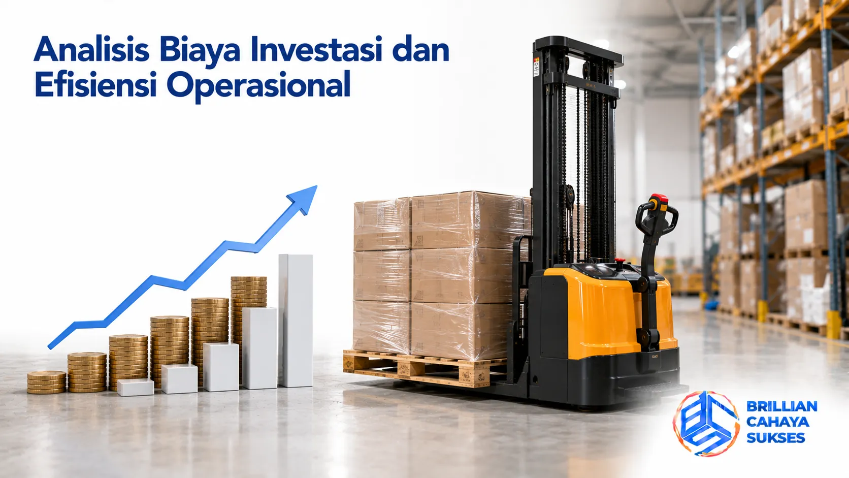 Stacker elektrik untuk mendukung efisiensi operasional dan investasi gudang.