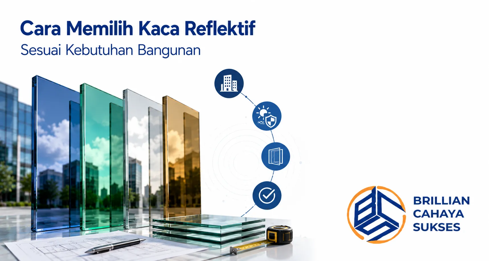 Pemilihan spesifikasi E-Katalog Kaca Reflektif untuk kebutuhan bangunan pemerintah.