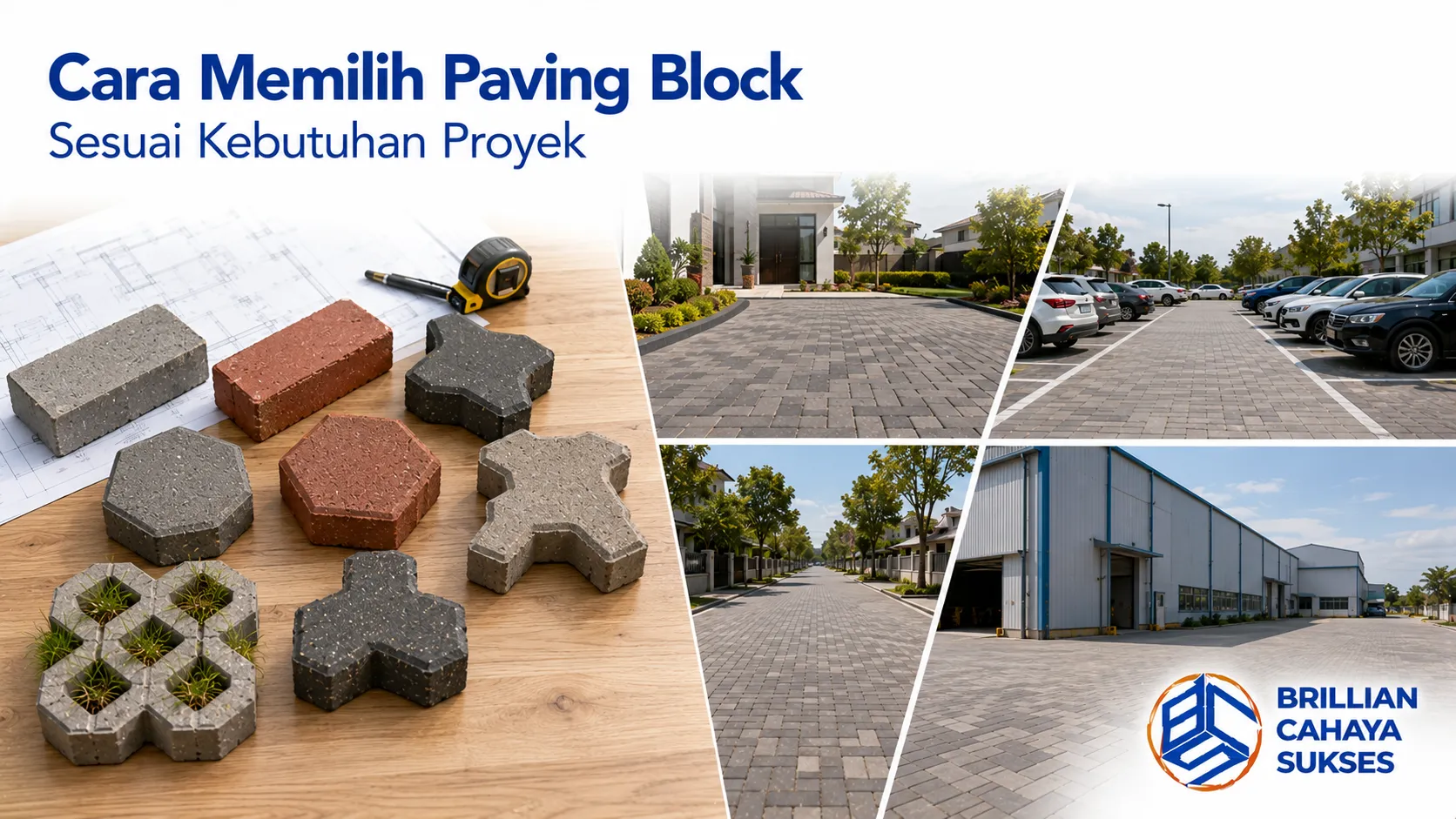 Cara memilih paving block sesuai kebutuhan proyek berdasarkan fungsi dan jenis area.