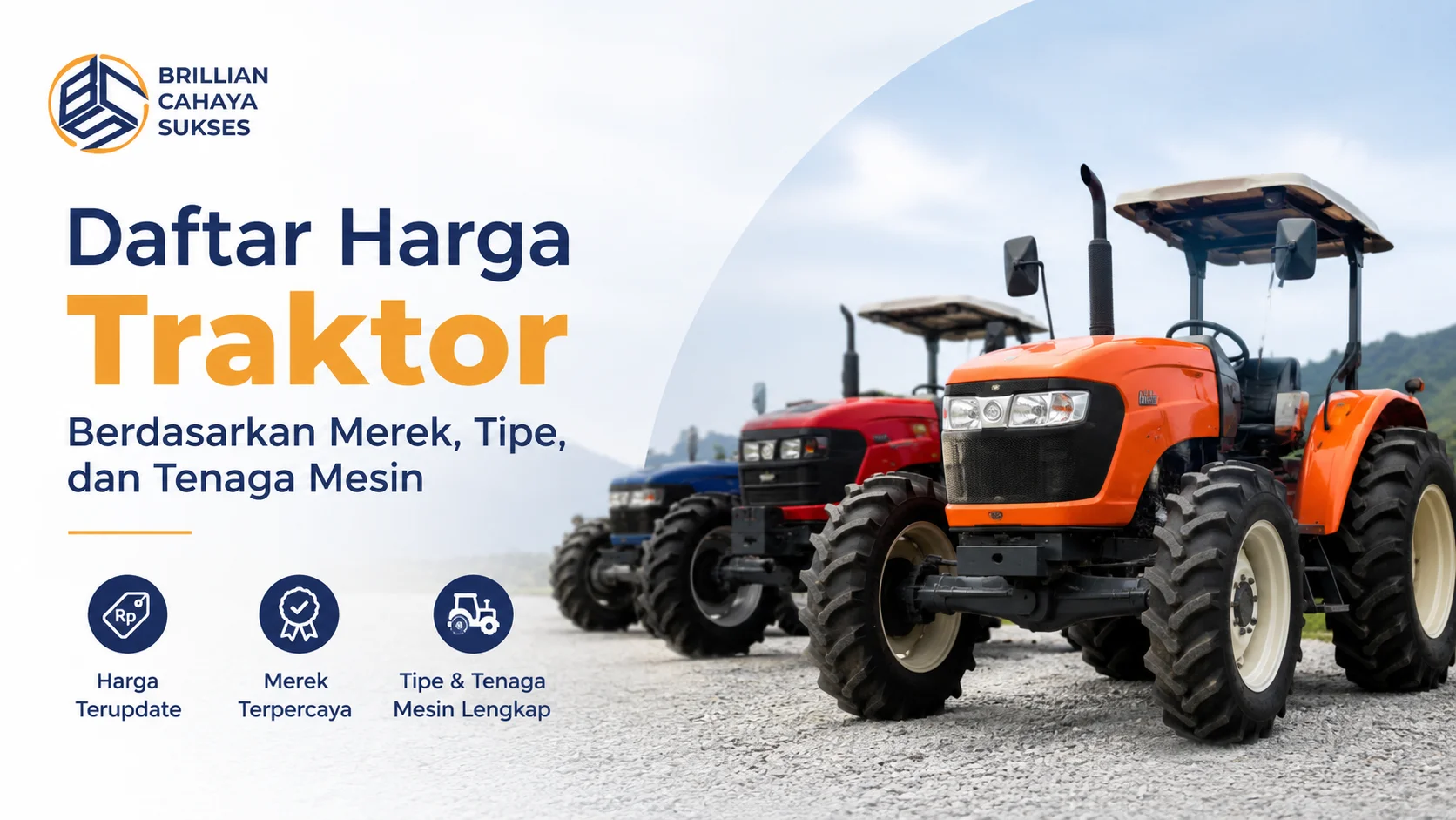 Ilustrasi Gambar Daftar harga traktor berdasarkan merek, tipe, dan tenaga mesin terbaru untuk kebutuhan pertanian dan konstruksi