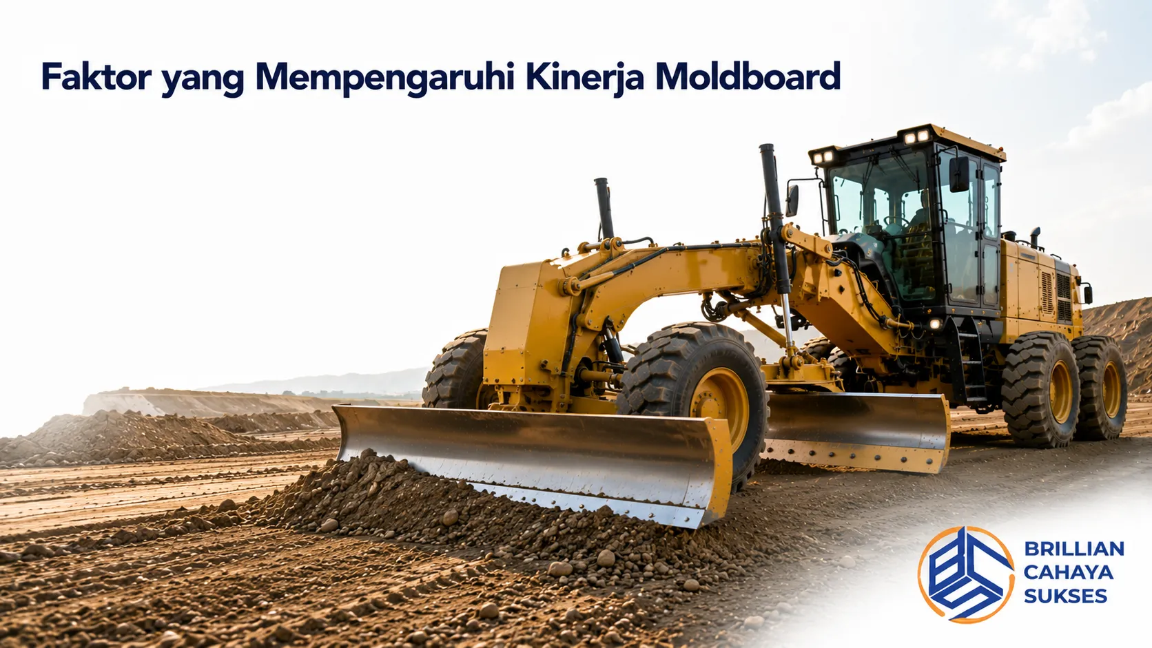 Moldboard pada motor grader meratakan material di area konstruksi dengan performa optimal untuk menghasilkan grading yang presisi.