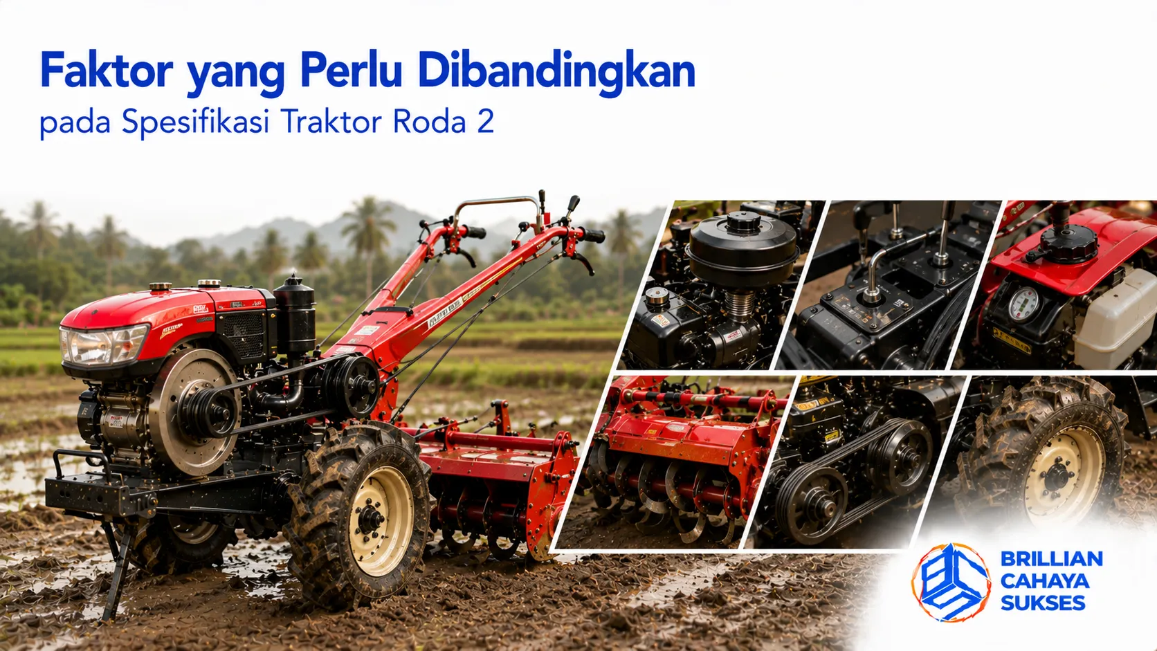 Perbandingan spesifikasi traktor roda 2 untuk membantu memilih alat pertanian sesuai kebutuhan lahan.