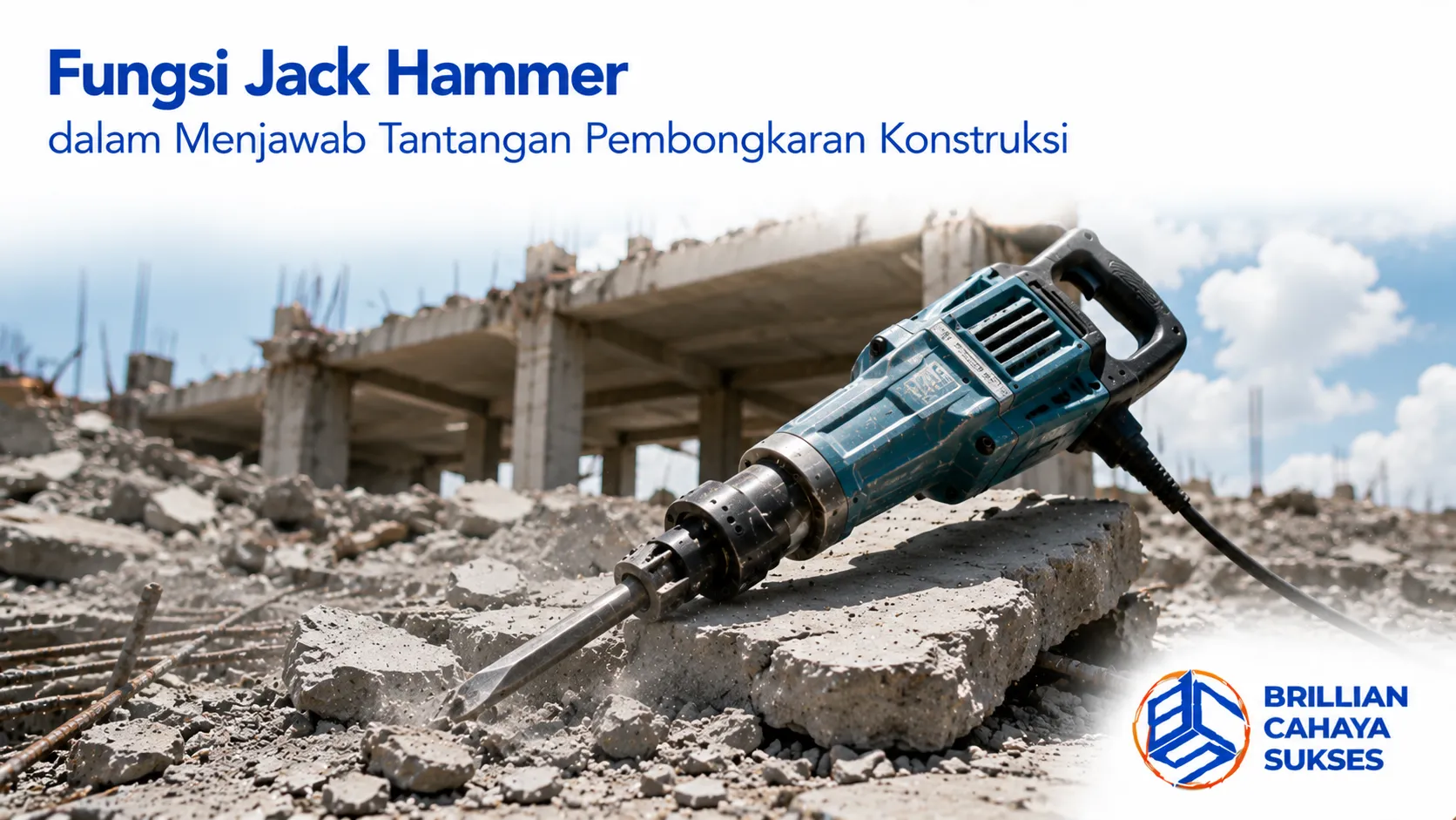 Jack hammer untuk pembongkaran beton pada proyek konstruksi secara cepat dan efisien.