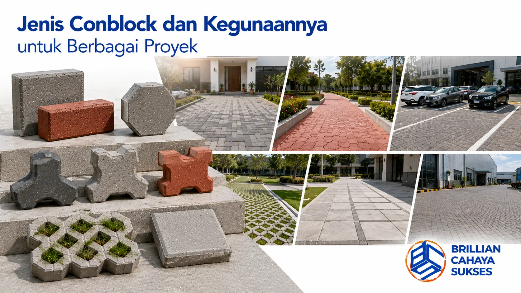 Beragam jenis conblock untuk berbagai kebutuhan proyek konstruksi dan area publik.