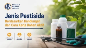 Ilustrasi Gambar Jenis Pestisida Berdasarkan Kandungan dan Cara Kerja Bahan Aktif untuk perlindungan tanaman pertanian