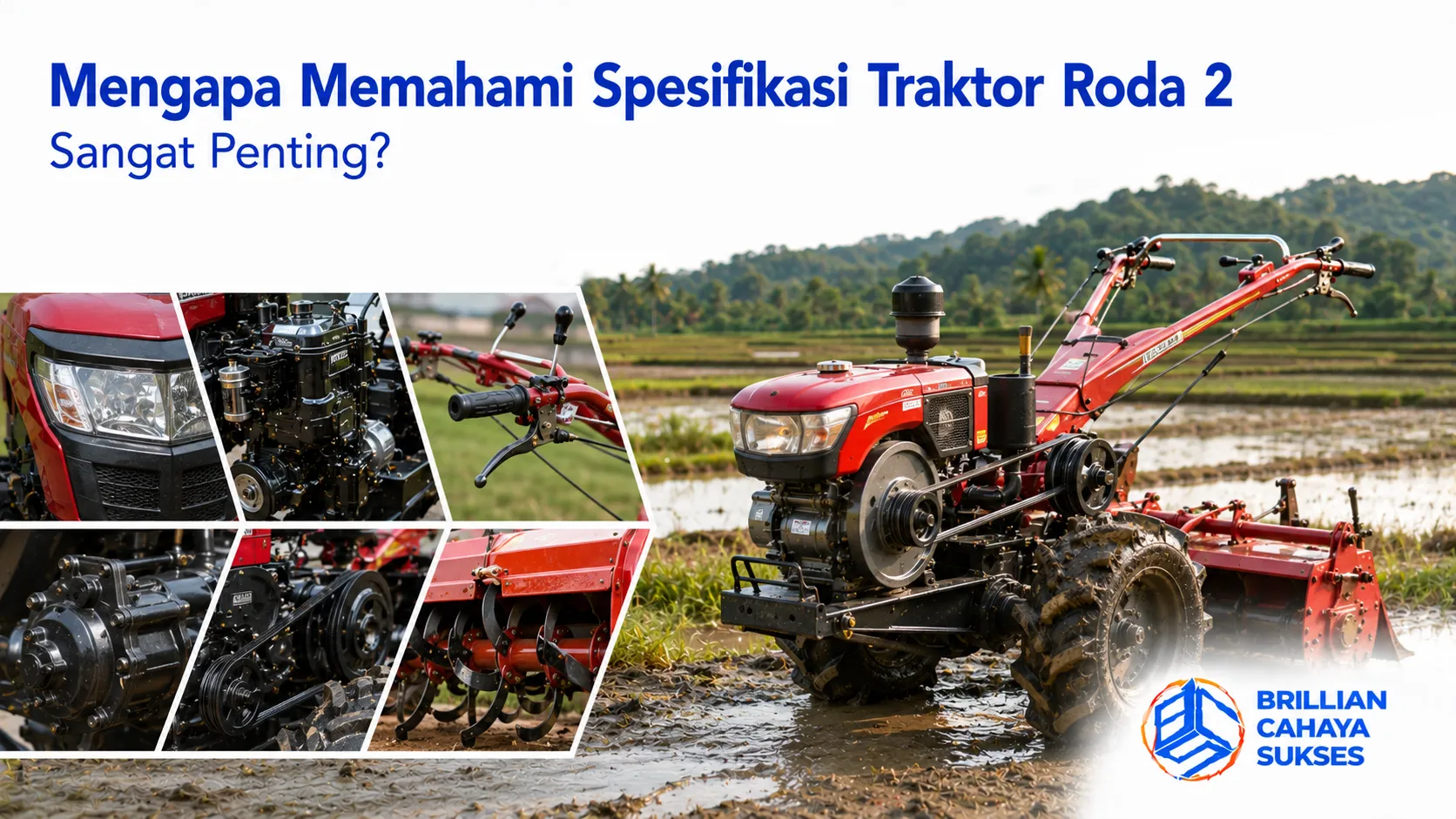 Traktor roda 2 digunakan untuk mendukung pengolahan lahan pertanian secara efisien sesuai kebutuhan operasional.