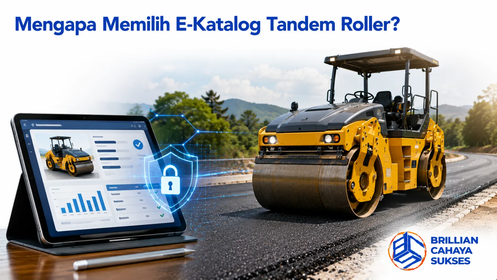 E-Katalog tandem roller untuk pengadaan alat berat proyek jalan yang efisien dan transparan.