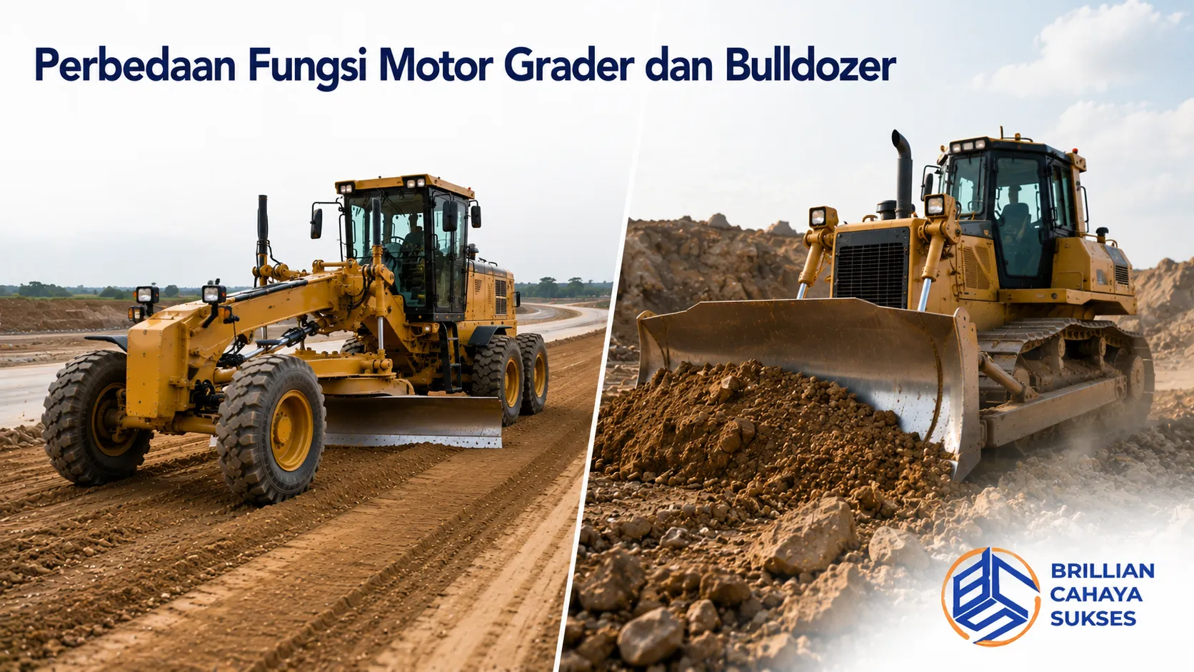Motor grader dan bulldozer digunakan pada tahapan pekerjaan yang berbeda untuk mendukung proses konstruksi secara lebih efisien.