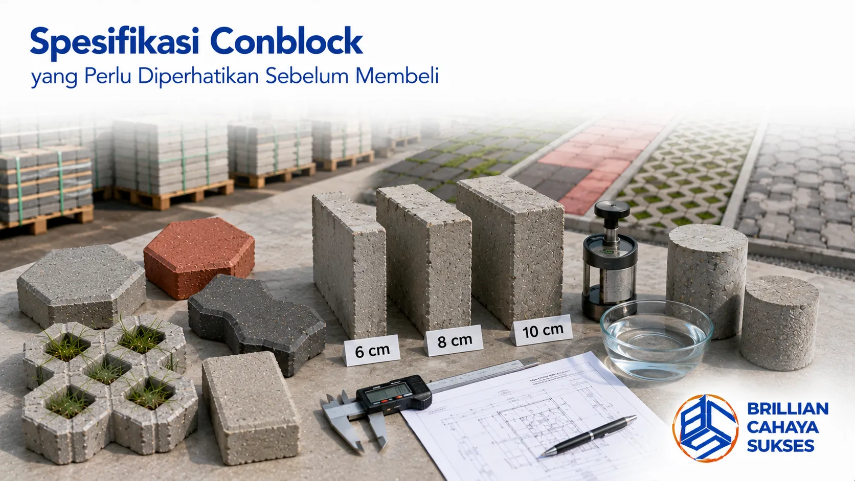 Spesifikasi conblock berkualitas untuk mendukung kekuatan dan ketahanan berbagai proyek konstruksi.