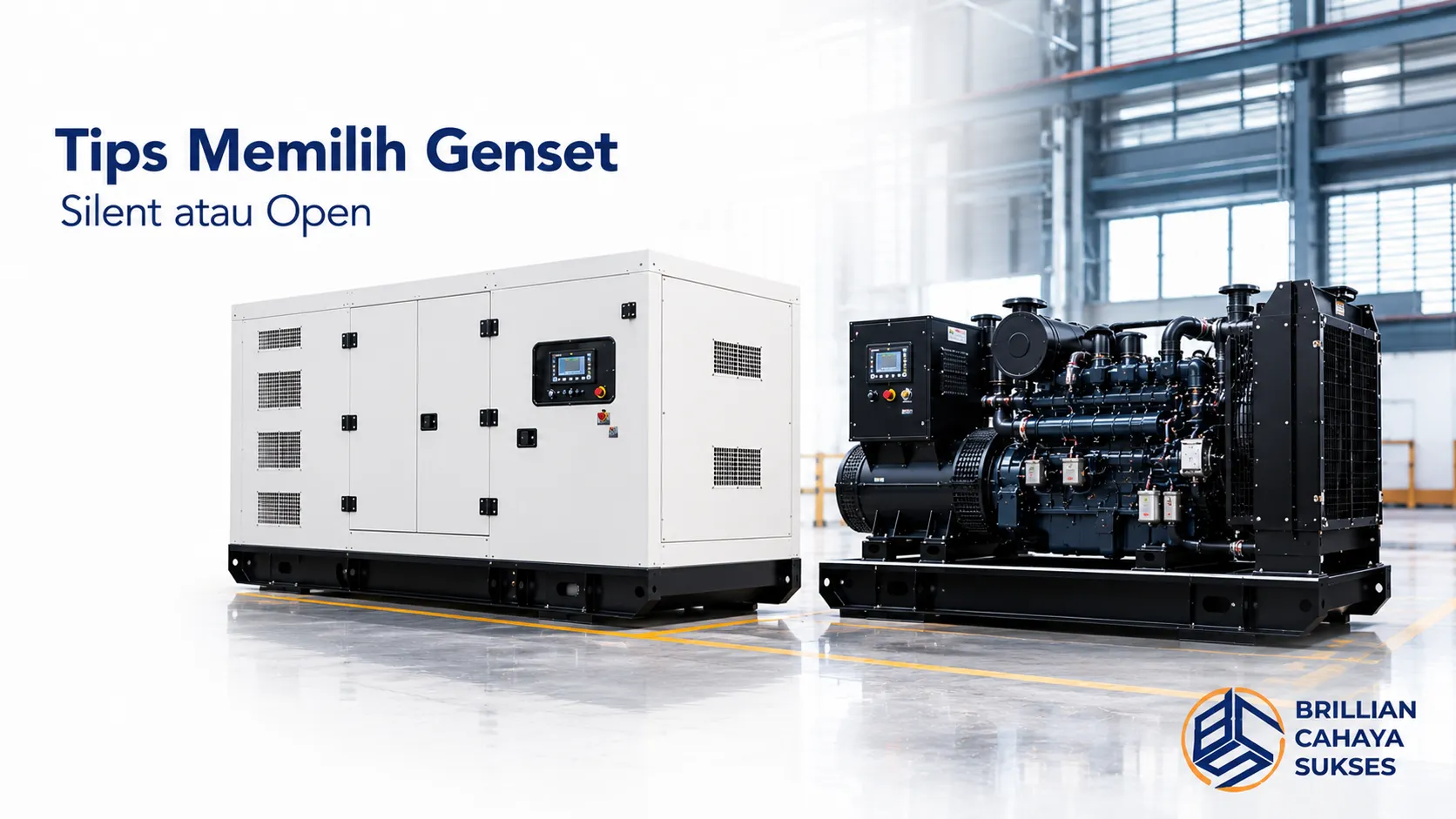 Perbandingan genset silent dan open untuk membantu menentukan pilihan sesuai kebutuhan operasional.