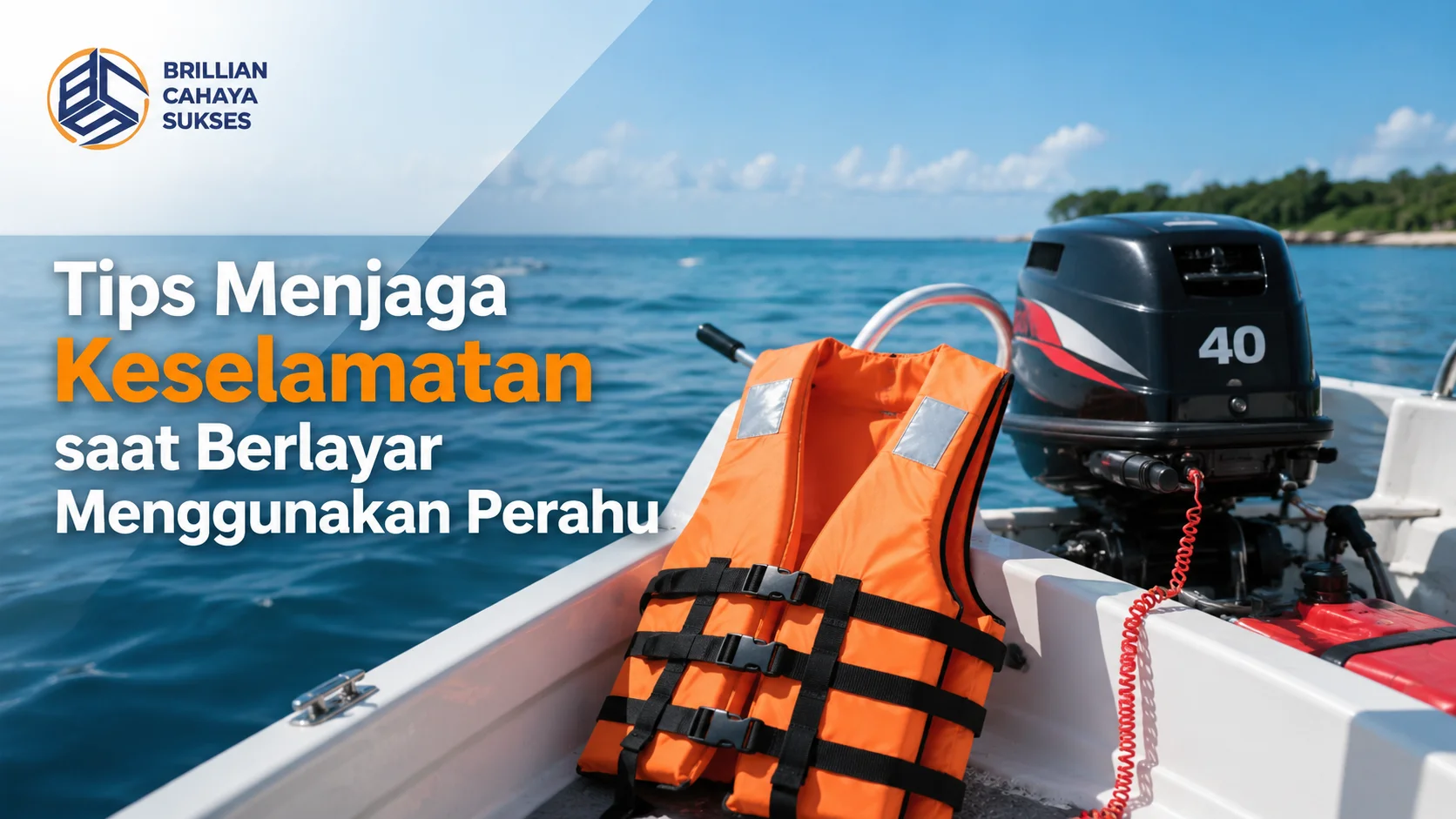 Tips menjaga keselamatan berlayar menggunakan perahu dengan memastikan mesin tempel dan perlengkapan keselamatan siap digunakan.