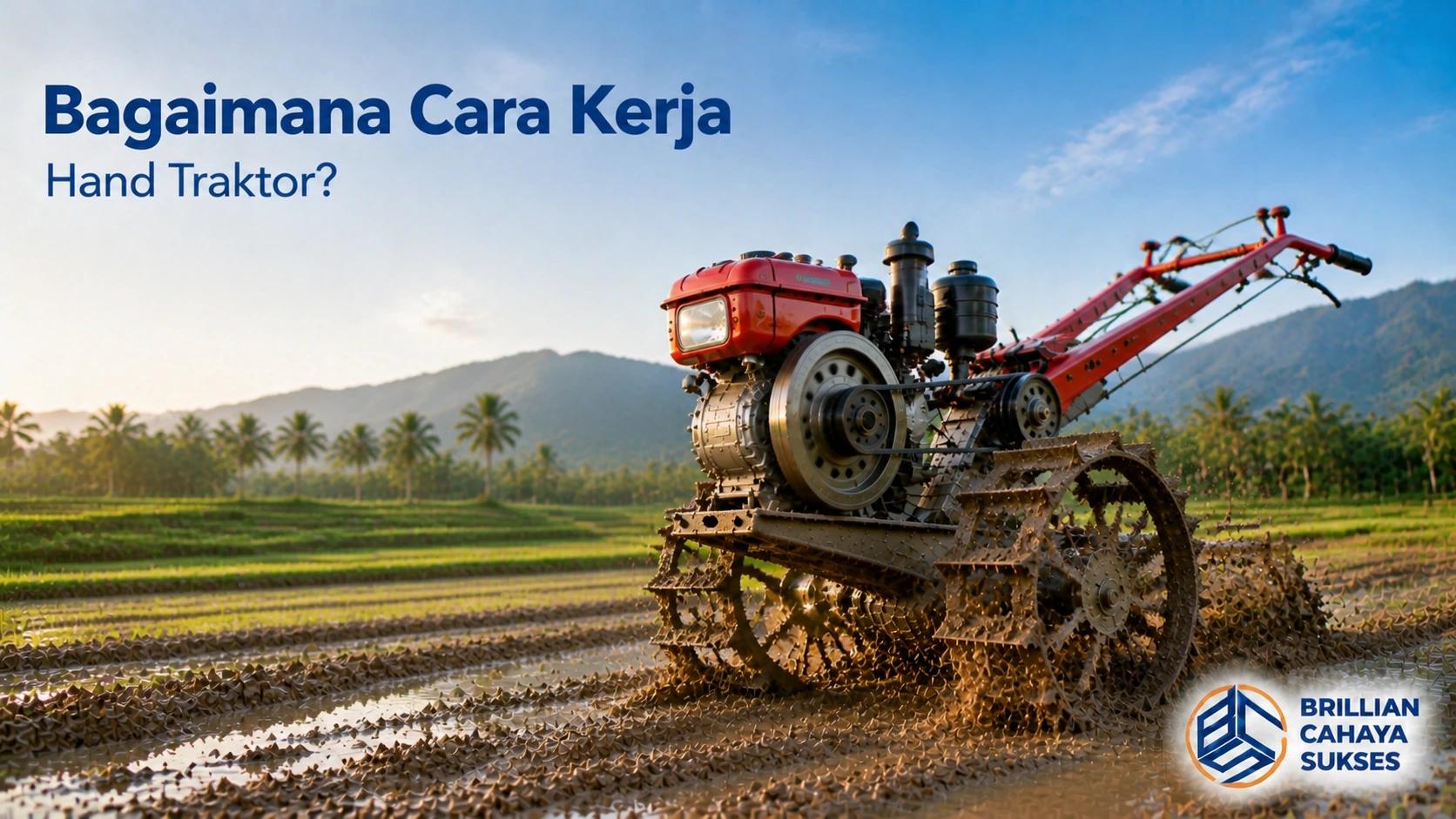Cara kerja hand traktor dalam mengolah tanah pertanian menggunakan sistem penggerak mesin.