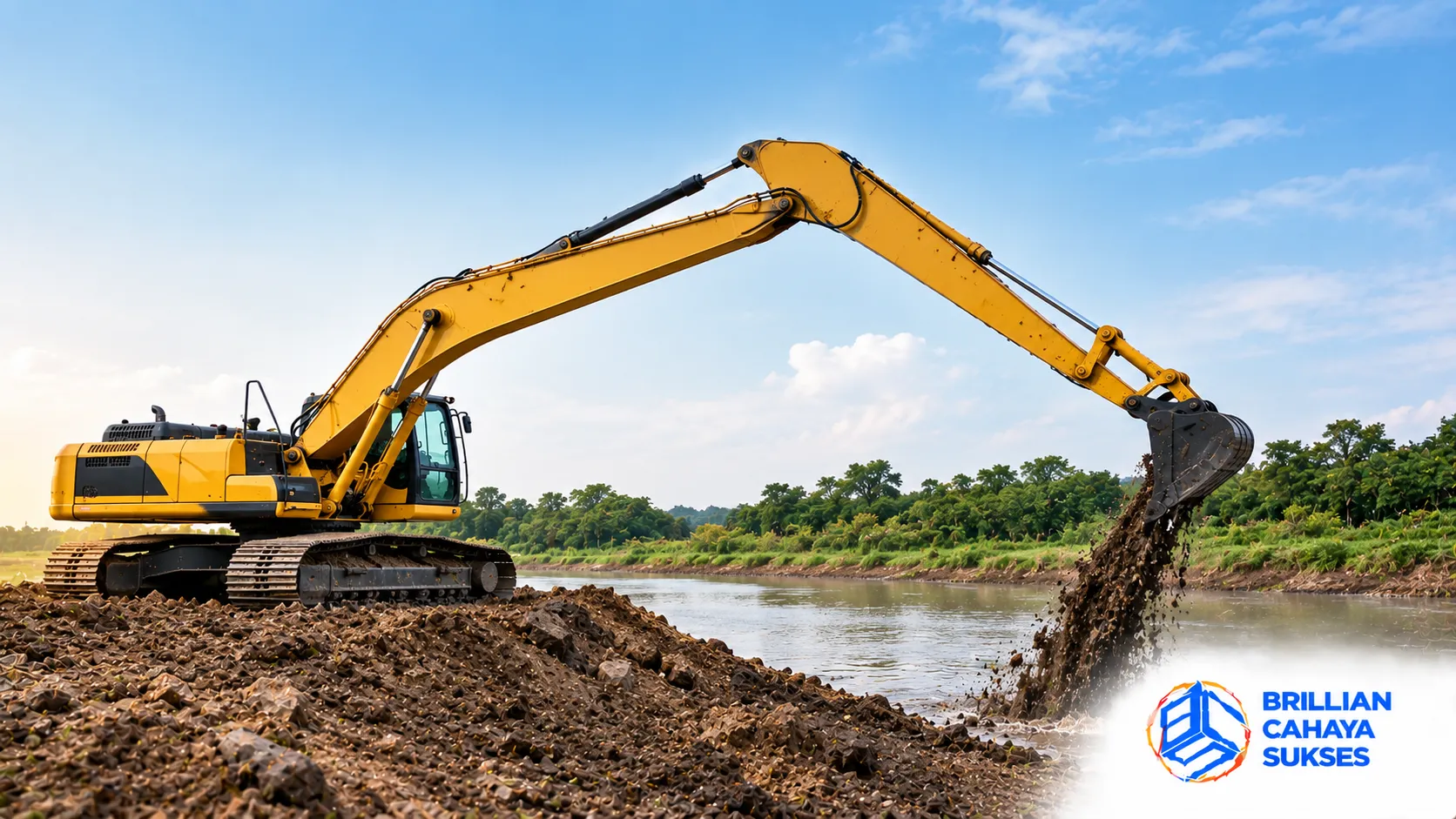 Long Arm Excavator dengan mesin, sistem hidrolik, dan komponen kokoh untuk mendukung pekerjaan proyek.
