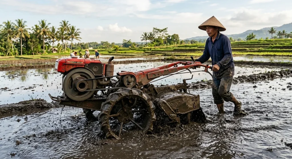 hand tractor untuk pengolahan lahan sawah padi