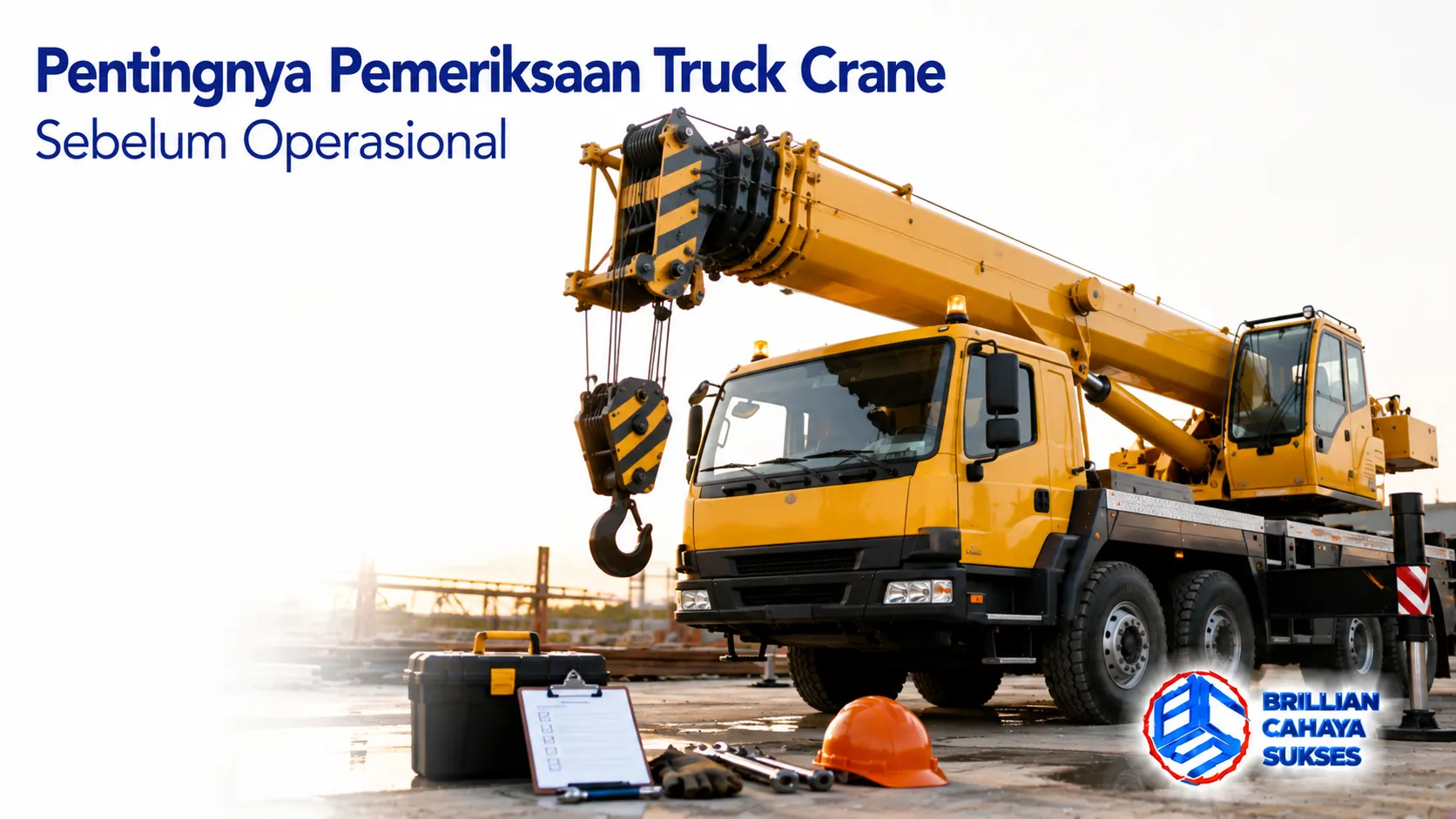 Pemeriksaan truck crane sebelum operasional untuk memastikan komponen dan sistem keselamatan berfungsi optimal.