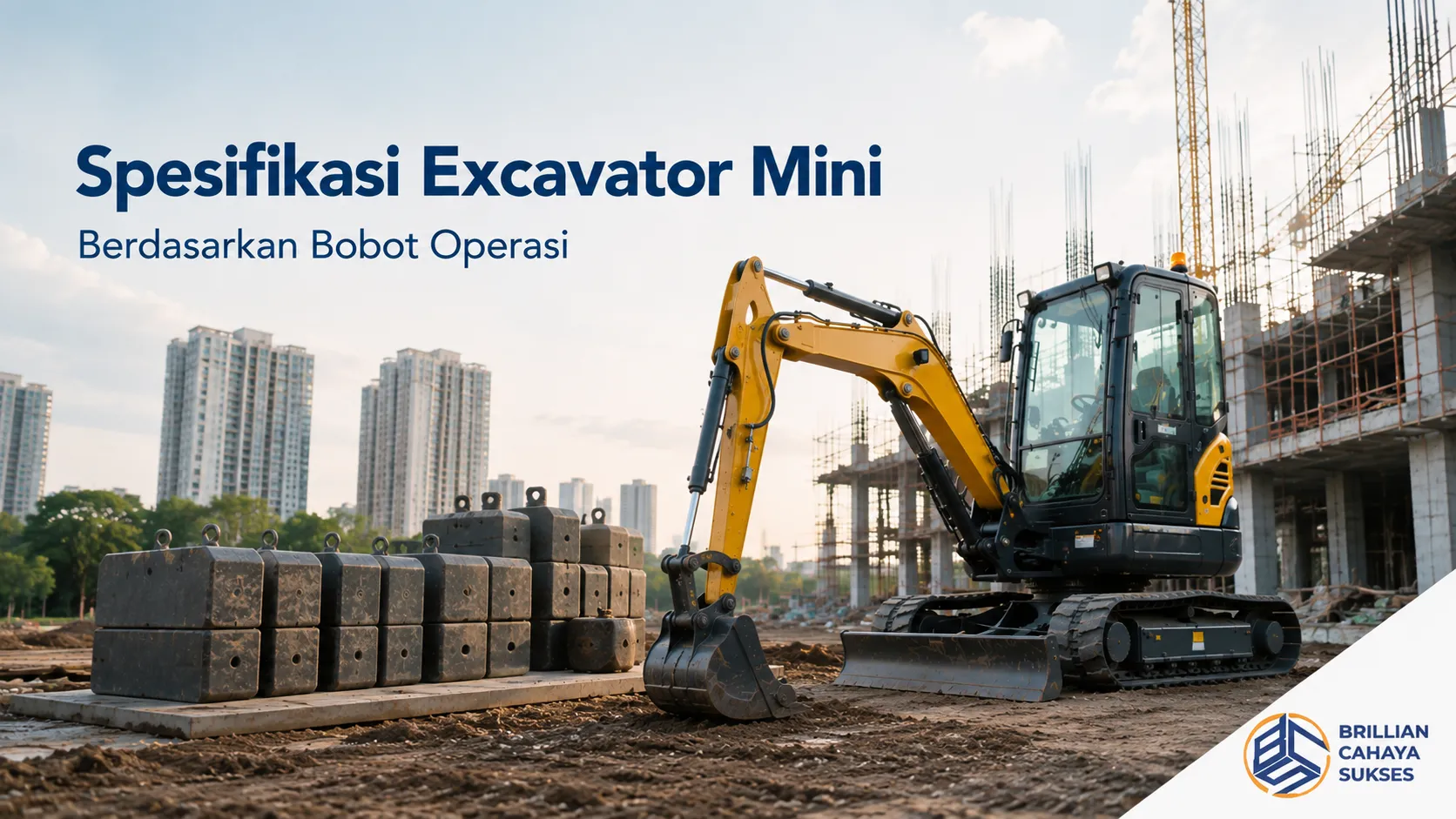 Excavator mini dan bobot operasi dalam proyek konstruksi.