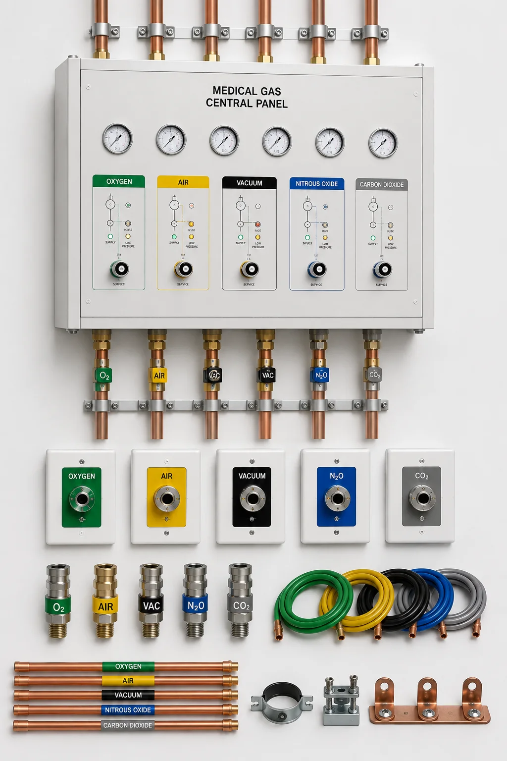 sistem gas medik dengan pipa tembaga medis dan bed head unit
