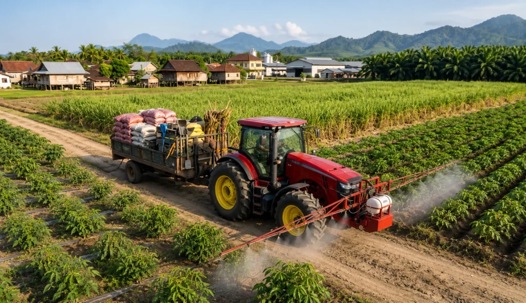 traktor roda 4 serbaguna dengan berbagai implement