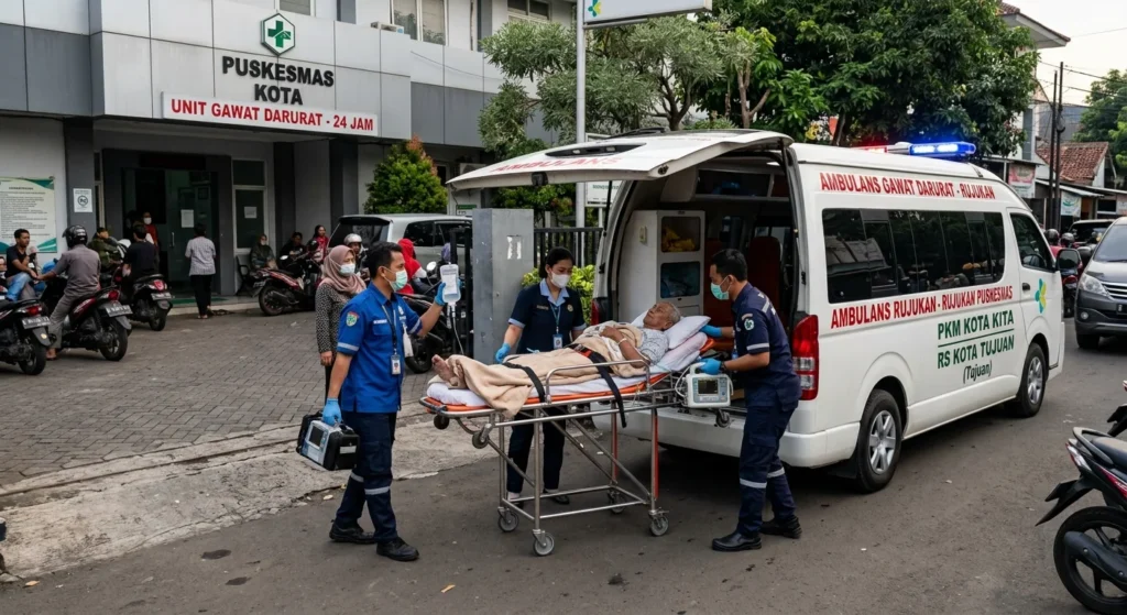 ambulans untuk rujukan pasien puskesmas ke rsud