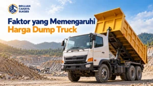 Harga Dump Truck E-Katalog LKPP dengan dump truck berkapasitas besar di area proyek konstruksi.