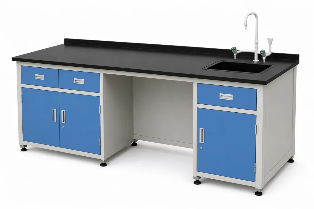 meja laboratorium sekolah dengan wastafel