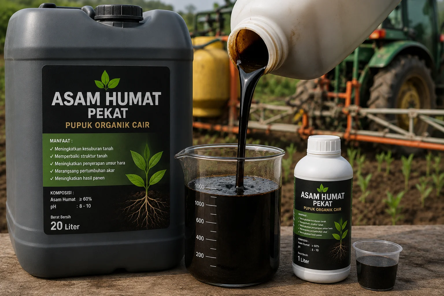 cairan asam humat pekat untuk pupuk organik pertanian
