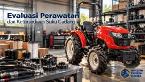 Evaluasi perawatan traktor dan ketersediaan suku cadang untuk mendukung kelancaran operasional mesin pertanian.