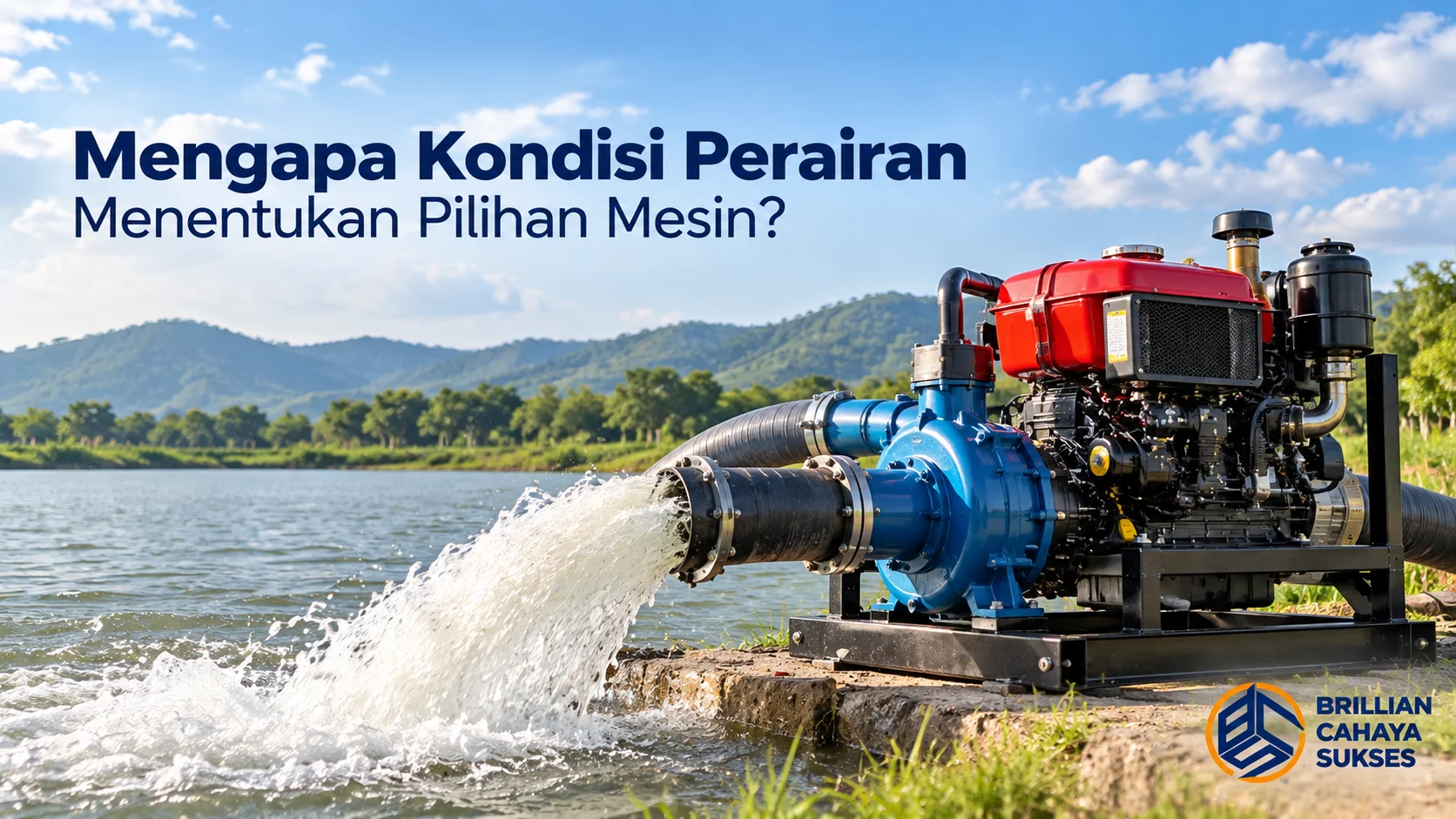 Pompa diesel untuk pemompaan air dengan mempertimbangkan kondisi perairan dan kebutuhan operasional.
