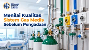 Gas Medik Pengadaan Pemerintah – Sistem gas medis rumah sakit dengan tabung gas, regulator, manometer, dan saluran distribusi.