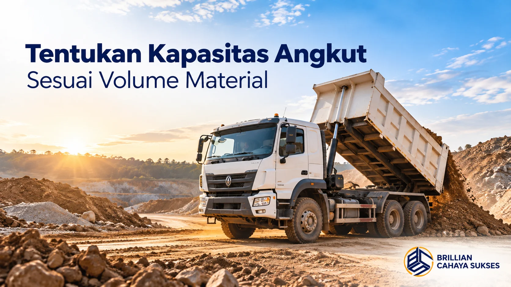 Dump truck untuk proyek konstruksi dengan kapasitas angkut sesuai volume material