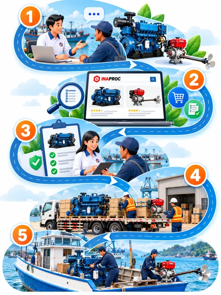 alur pengadaan mesin kapal diesel dan mesin ketinting melalui INAPROC